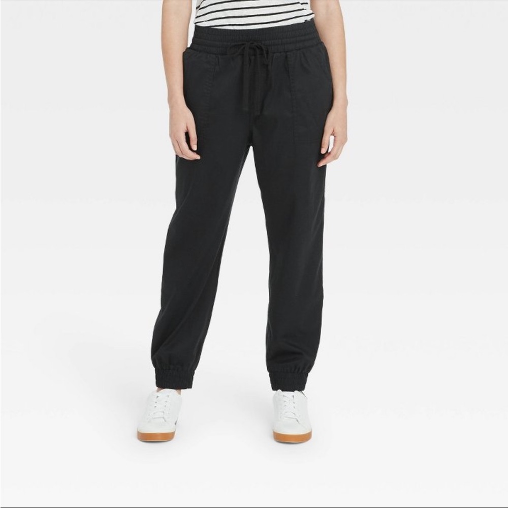 High-Rise Woven Ankle Jogger Pants